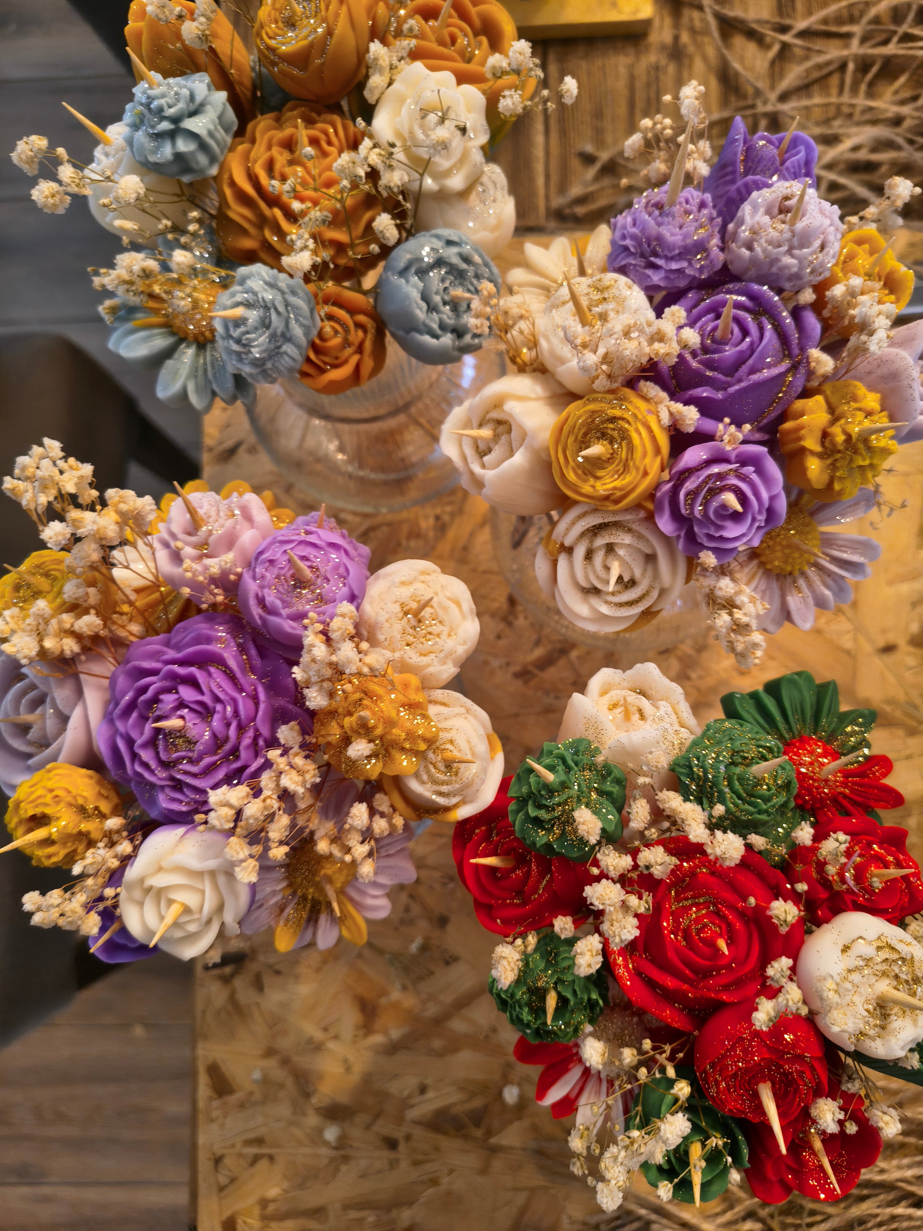 Waxmelt - boeket in vaasje