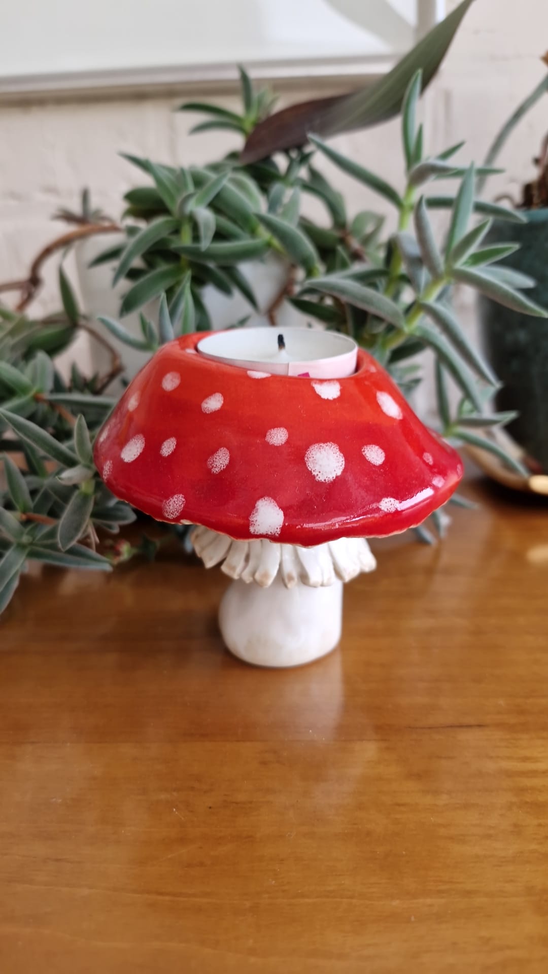 Paddestoel keramiek voor kaarsje